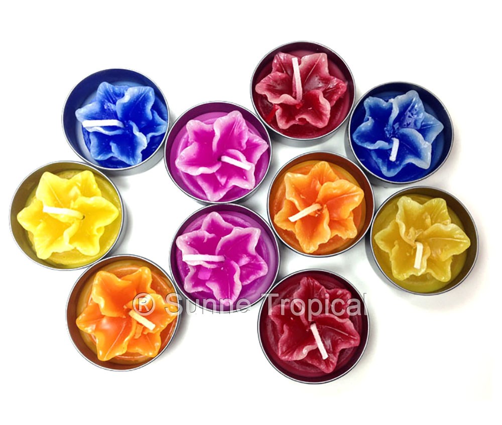 Lily Flower Set of 10 Tealight Candles (Multi-Color)