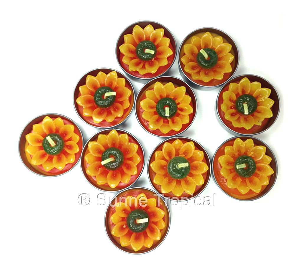 Sunflower Set of 10 Tealight Candles (Yellow)