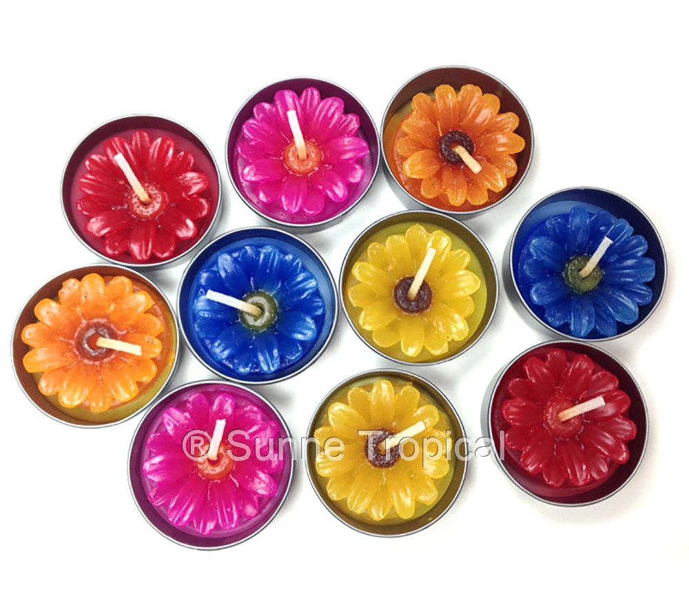 Daisy Mum Flower Set of 10 Tealight Candles (Multi-Color)
