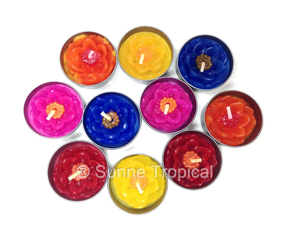 Lotus Flower Set of 10 Tealight Candles (Multi-Color)