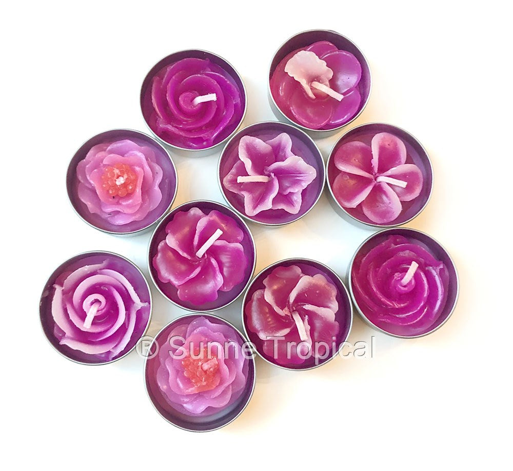 Assort Surprise Pack Flowers Set of 10 Tealight Candles (Pink)