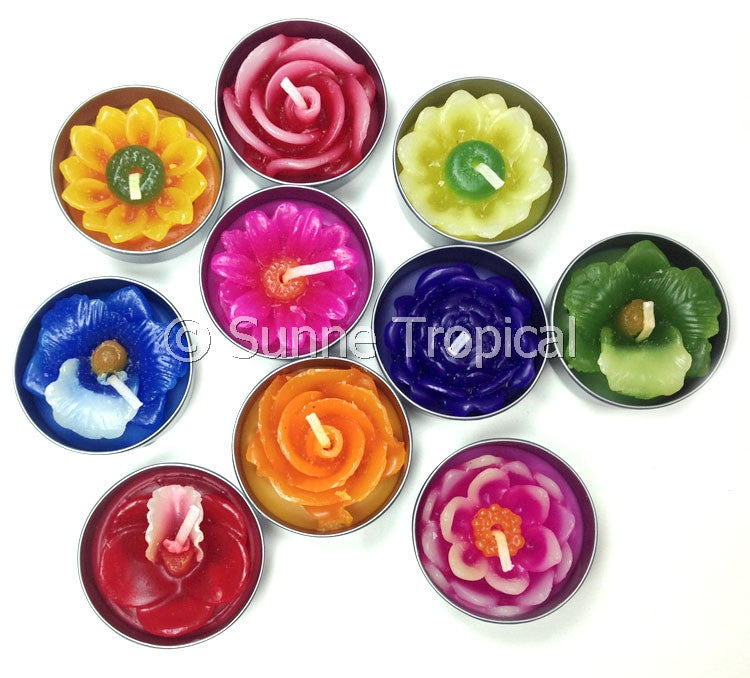 Assort Surprise Pack Flowers Set of 10 Tealight Candles (Multi-Color)