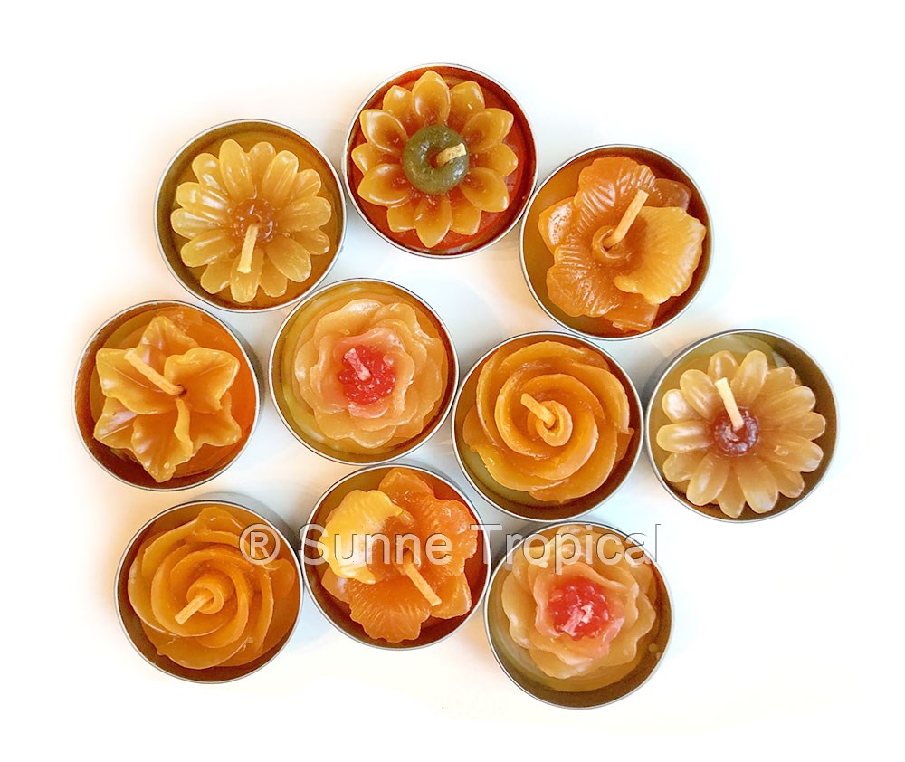 Assort Surprise Pack Flowers Set of 10 Tealight Candles (Orange)