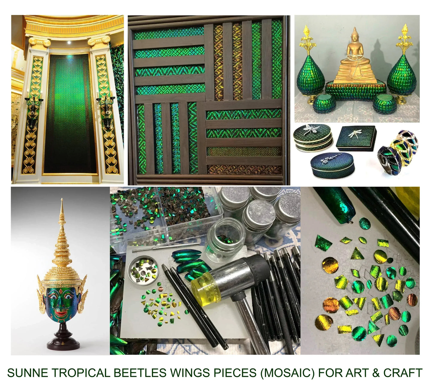 Jewel Beetle Wings UNDRILLED NO-HOLE 100 Pcs Natural Wings - Triangle 5 x 5 MM