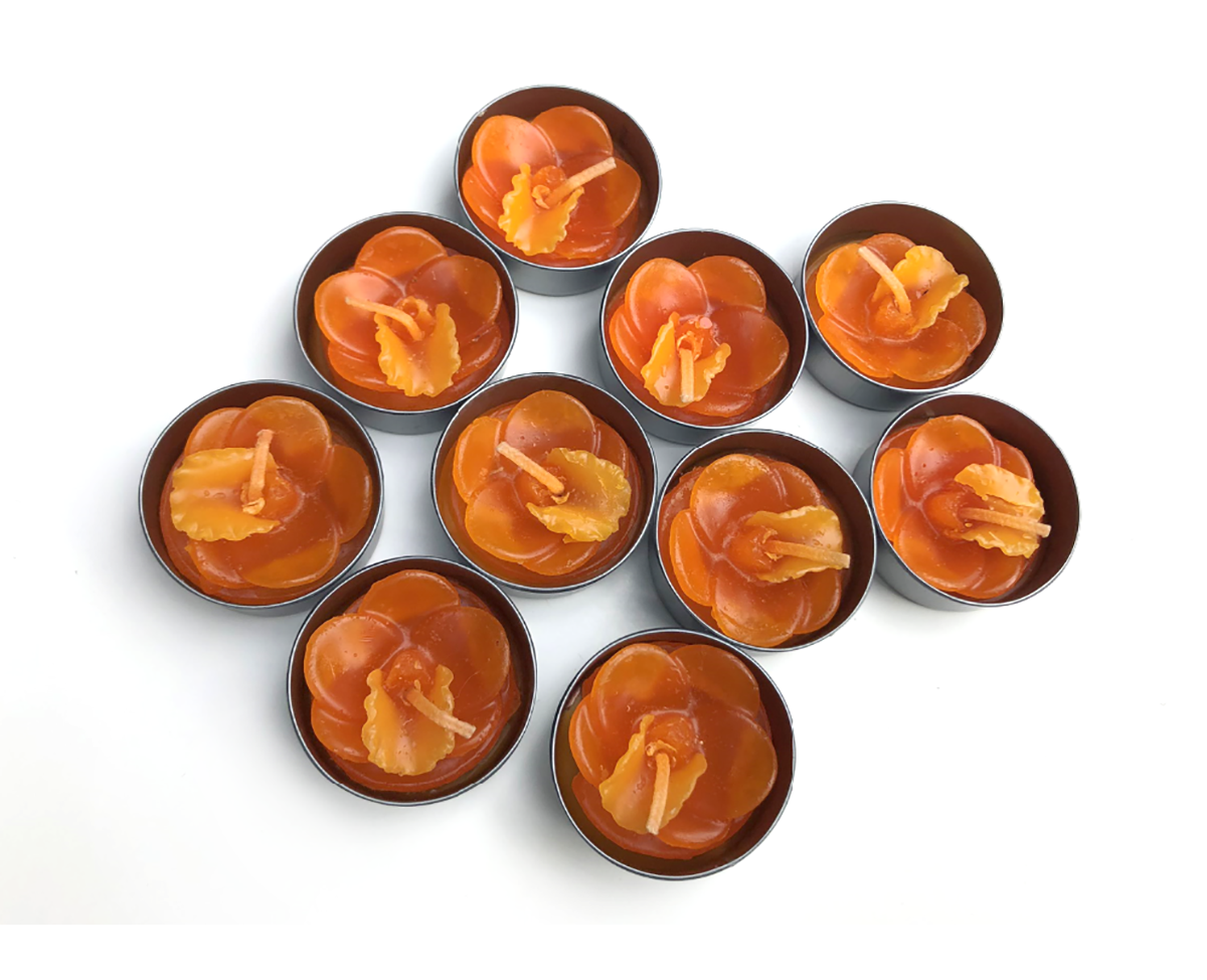 Orchid Vanda Flower Set of 10 Tealight Candles (Orange)