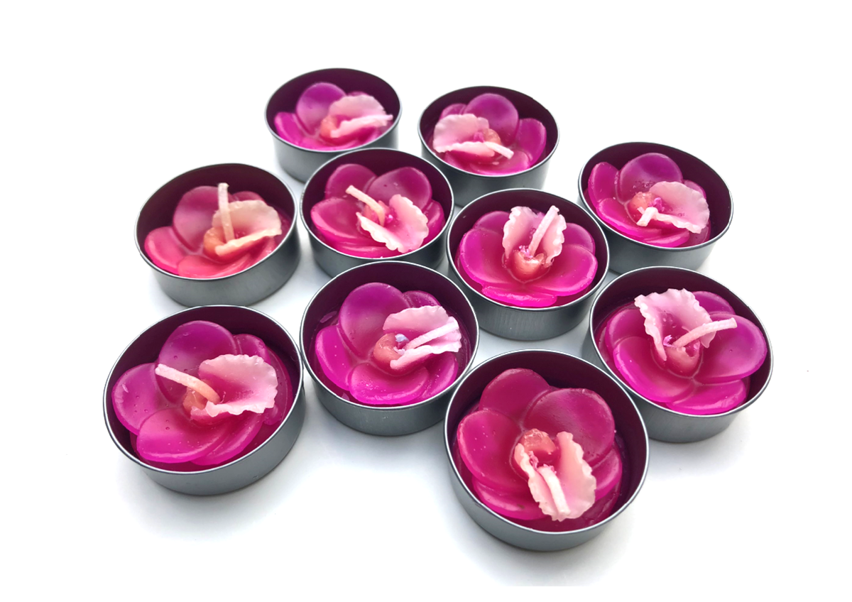 Orchid Vanda Flower Set of 10 Tealight Candles (Pink)