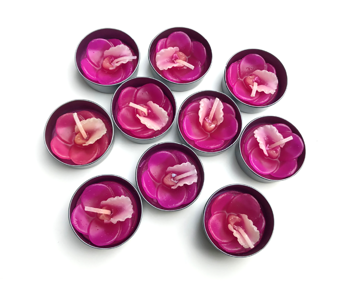 Orchid Vanda Flower Set of 10 Tealight Candles (Pink)