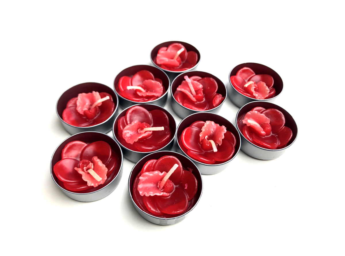 Orchid Vanda Flower Set of 10 Tealight Candles (Red)