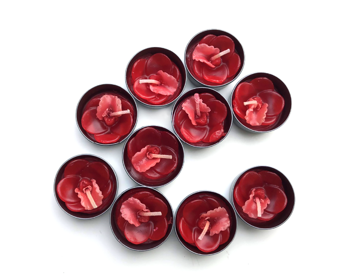Orchid Vanda Flower Set of 10 Tealight Candles (Red)