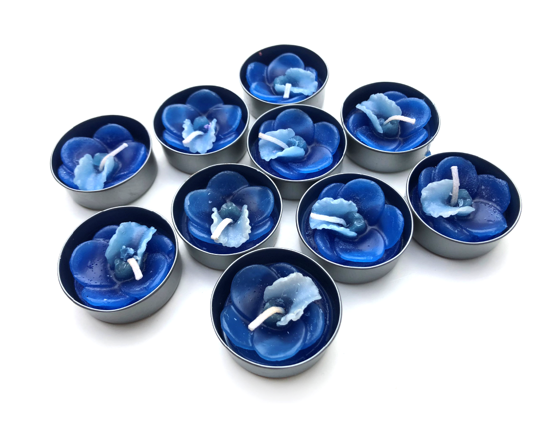 Orchid Vanda Flower Set of 10 Tealight Candles (Blue)