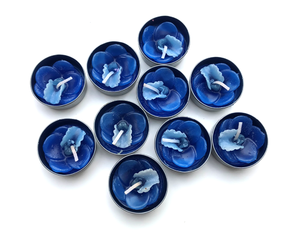 Orchid Vanda Flower Set of 10 Tealight Candles (Blue)