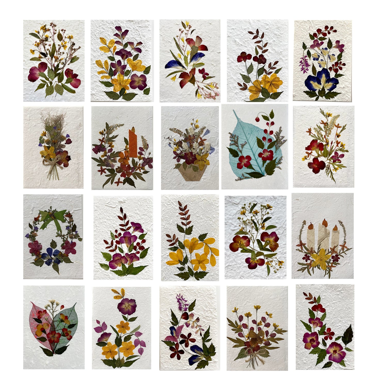 Handmade Mulberry Paper Greeting Card 5x7 Inch Random Pack (12 Surprise Cards)