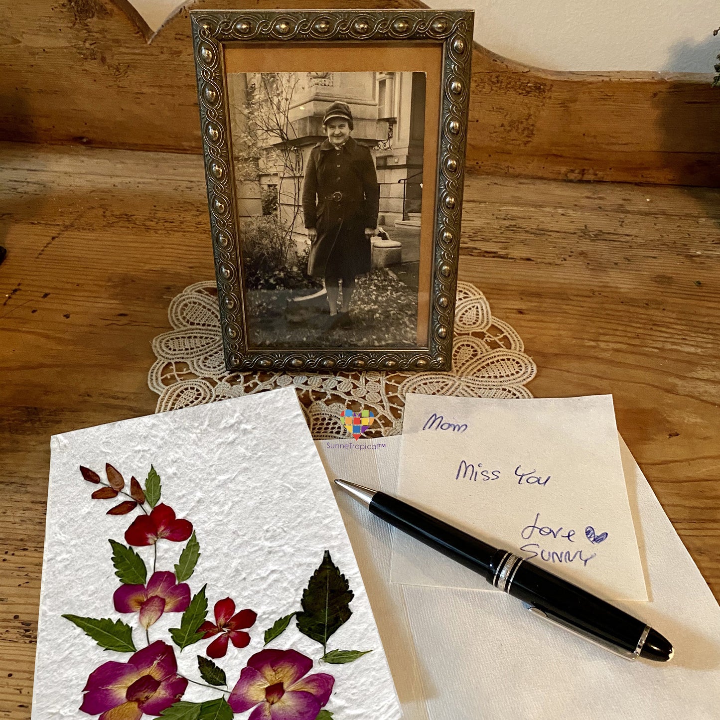 Handmade Mulberry Paper Greeting Card 5x7 Inch Random Pack (3 Rose Petal)