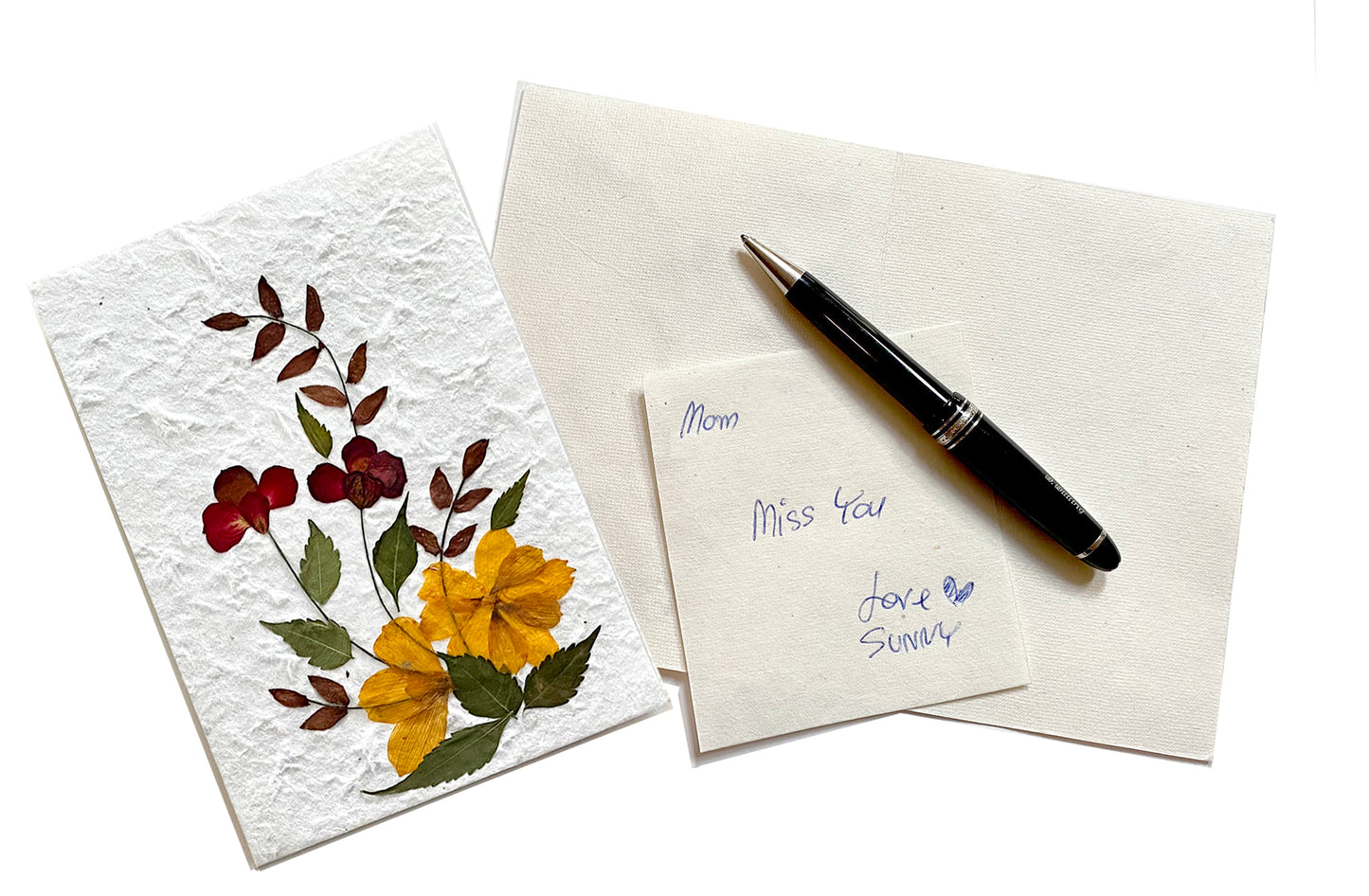 Handmade Mulberry Paper Greeting Card 5x7 Inch Random Pack (3 Yellow Wild Flower)