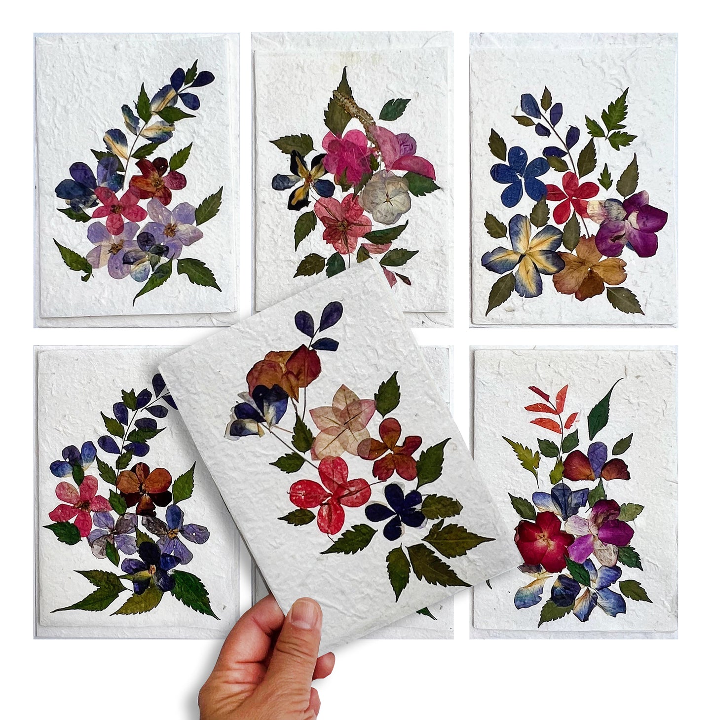 Handmade Mulberry Paper Greeting Card 5x7 Inch Random Pack (6 Random Delight)