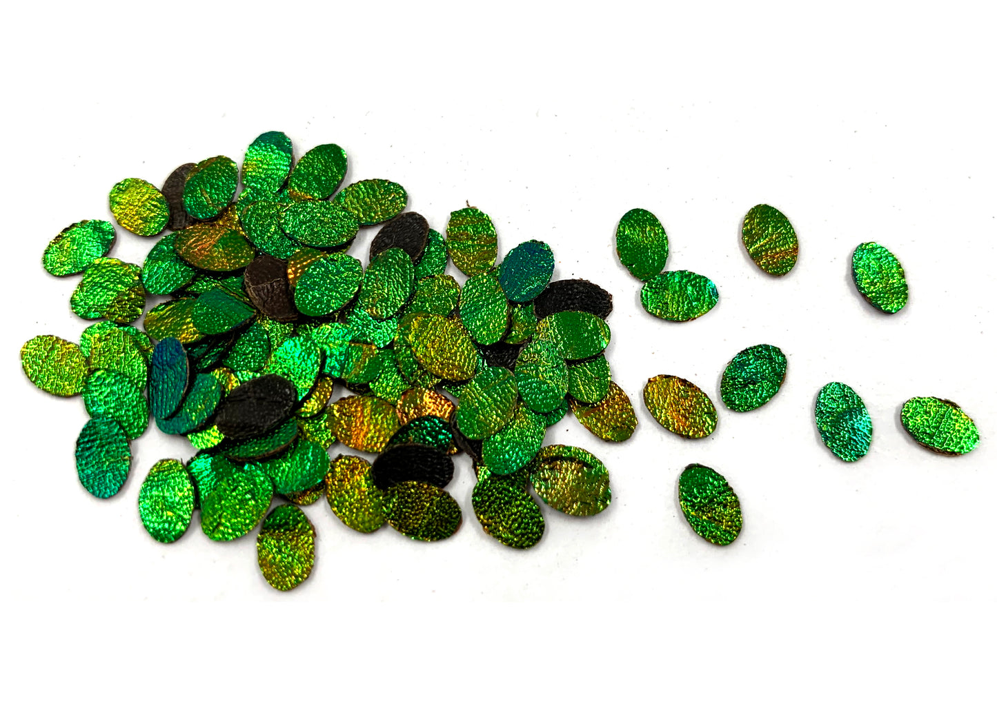 Jewel Beetle Wings UNDRILLED NO-HOLE 100 Pcs Natural Wings - OVAL 4 X 6 MM