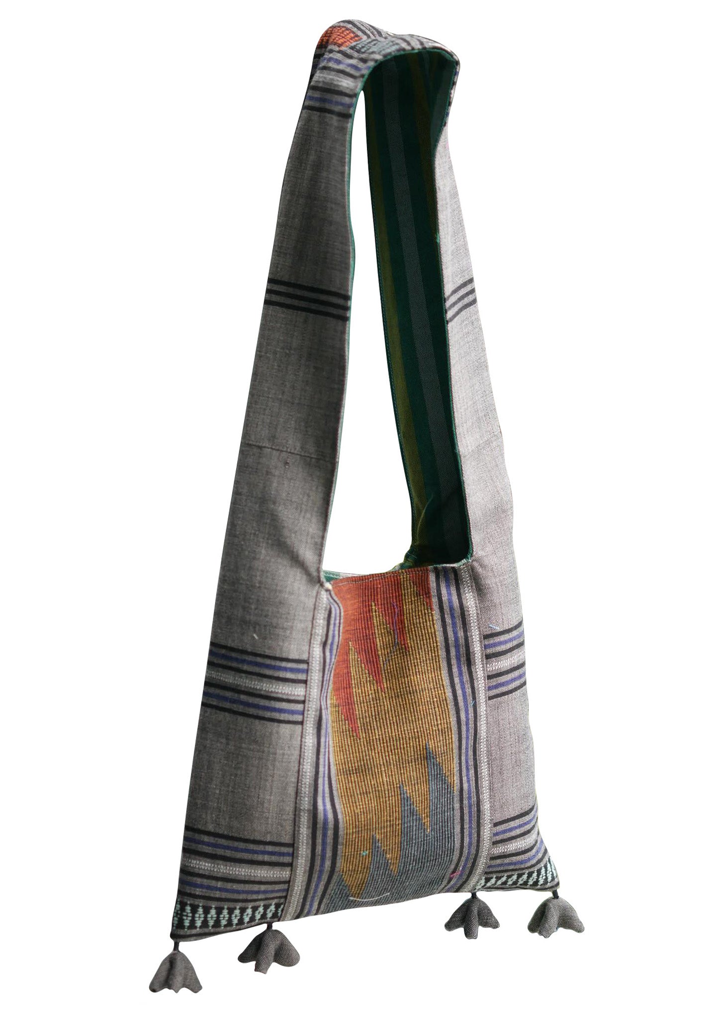 Handwoven Hand-dyed Handmade ETHNICS MINI shoulder bag tote bag Sunne Tropical - SMOKEY GREY