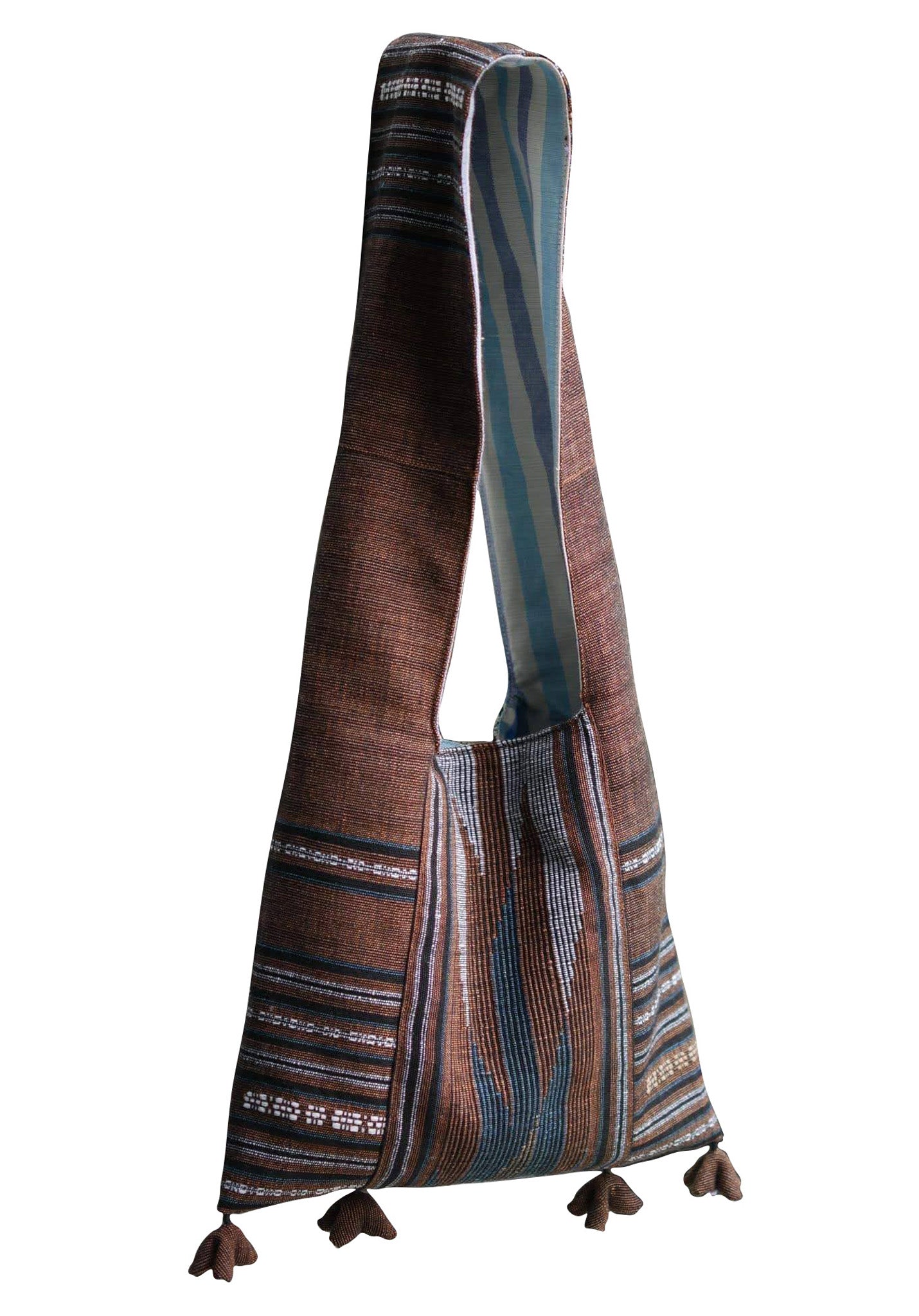 Handwoven Hand-dyed Handmade ETHNICS MINI shoulder bag tote bag Sunne Tropical - BROWN CHOCOLATE
