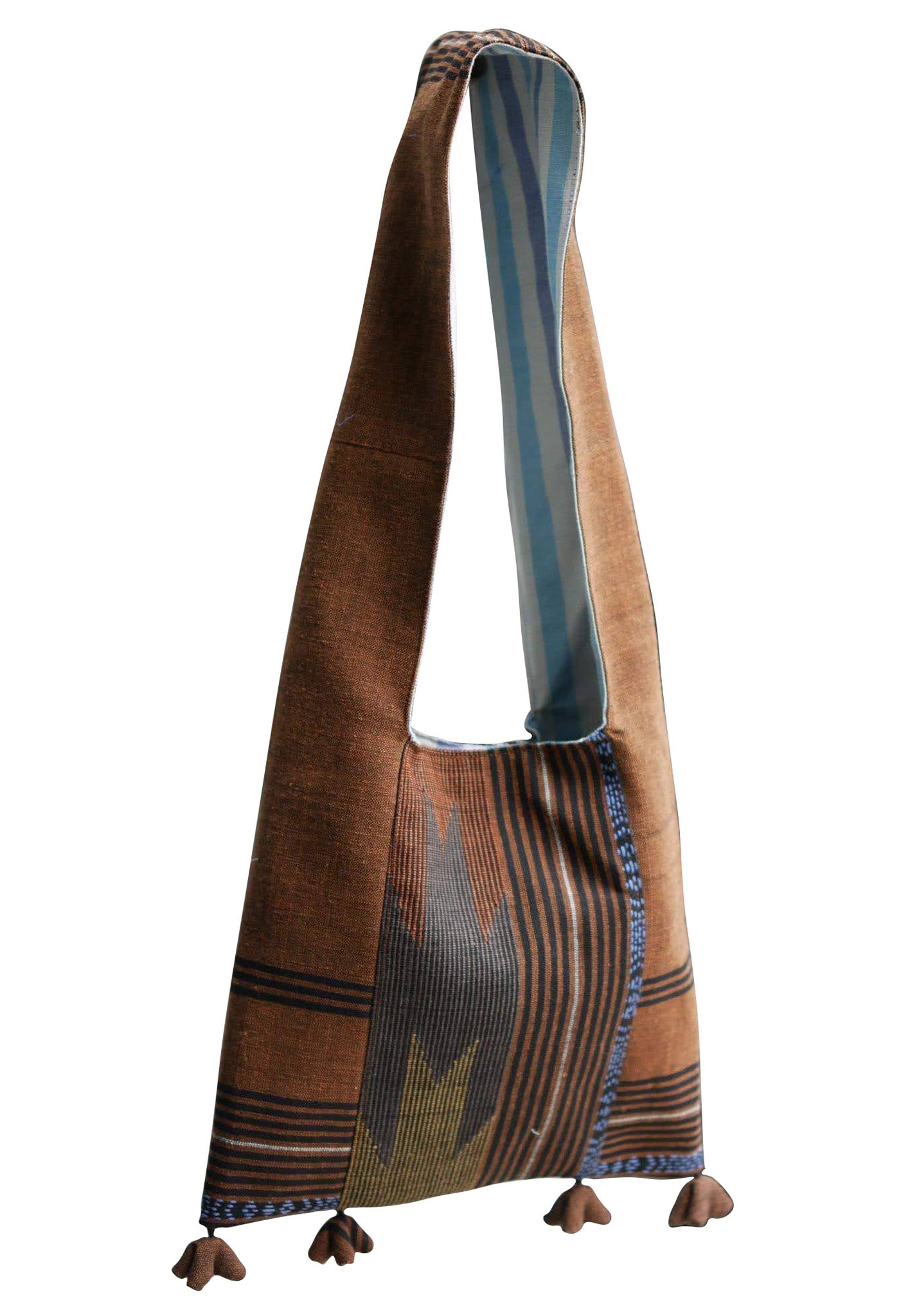 Handwoven Hand-dyed Handmade ETHNICS MINI shoulder bag tote bag Sunne Tropical - BROWN