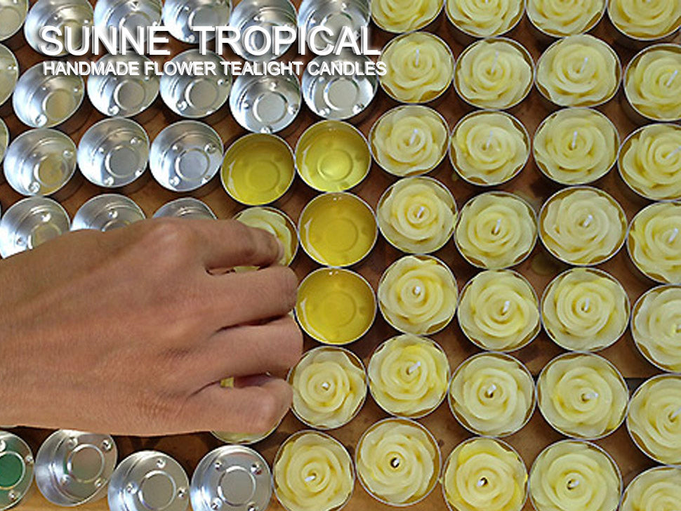 Hibiscus Hawaiian Flower Set of 10 Tealight Candles (Yellow)