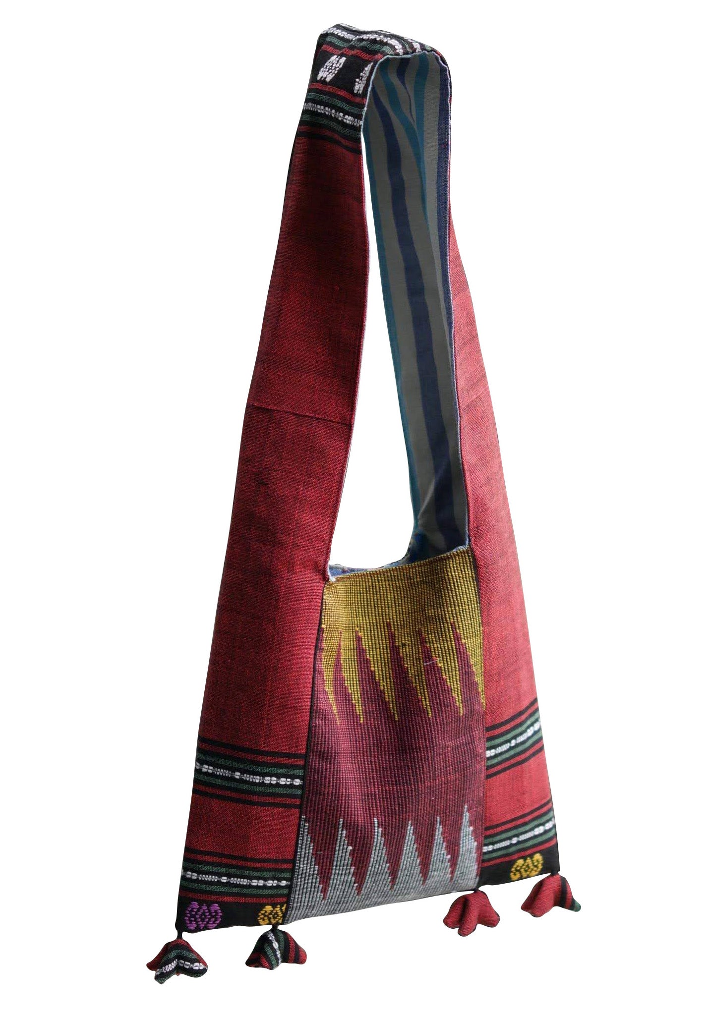 Handwoven Hand-dyed Handmade ETHNICS MINI shoulder bag tote bag Sunne Tropical - RED