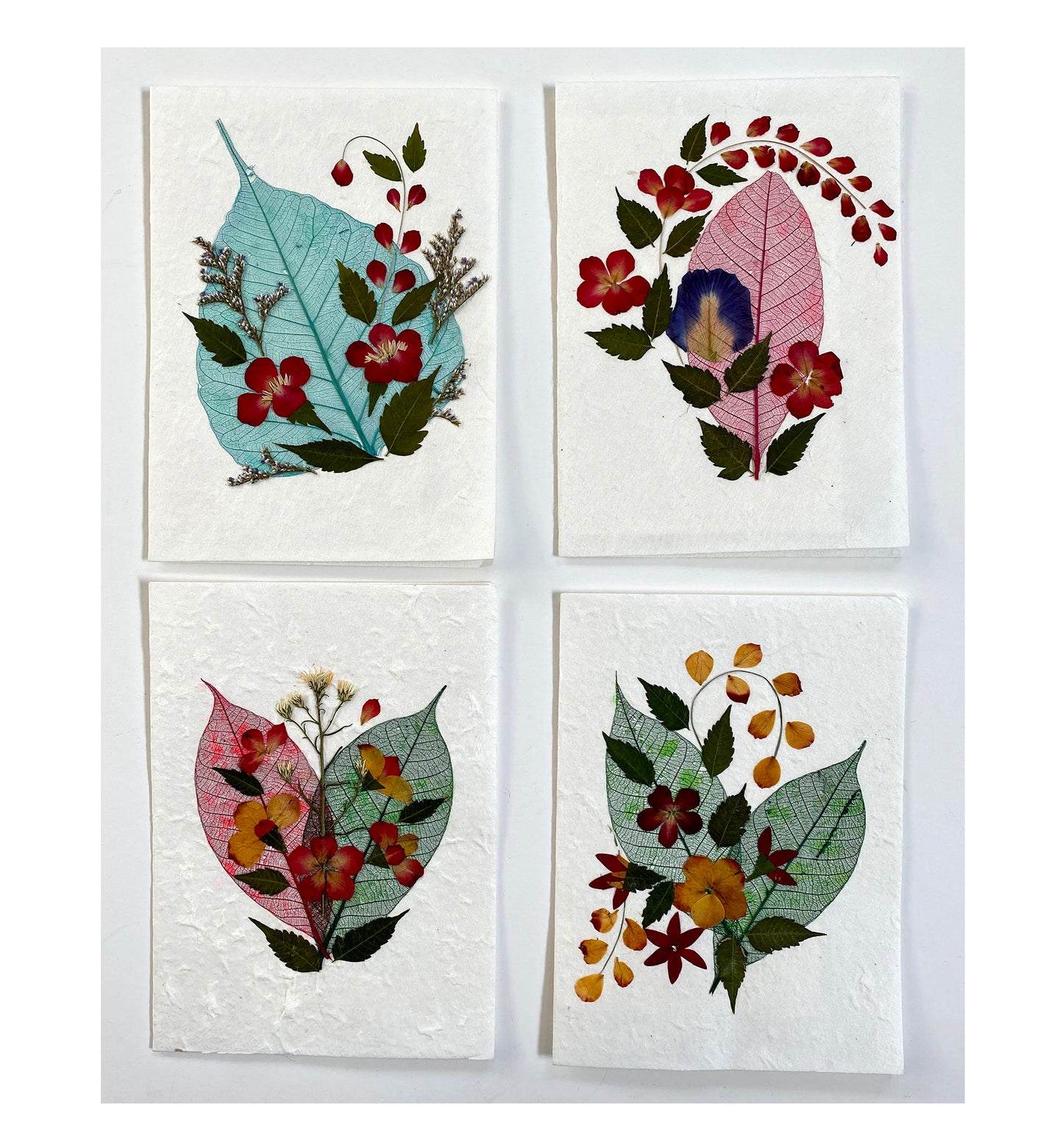 Handmade Mulberry Paper Greeting Card 5x7 Inch Random Pack (3 Bodhi Leaf)