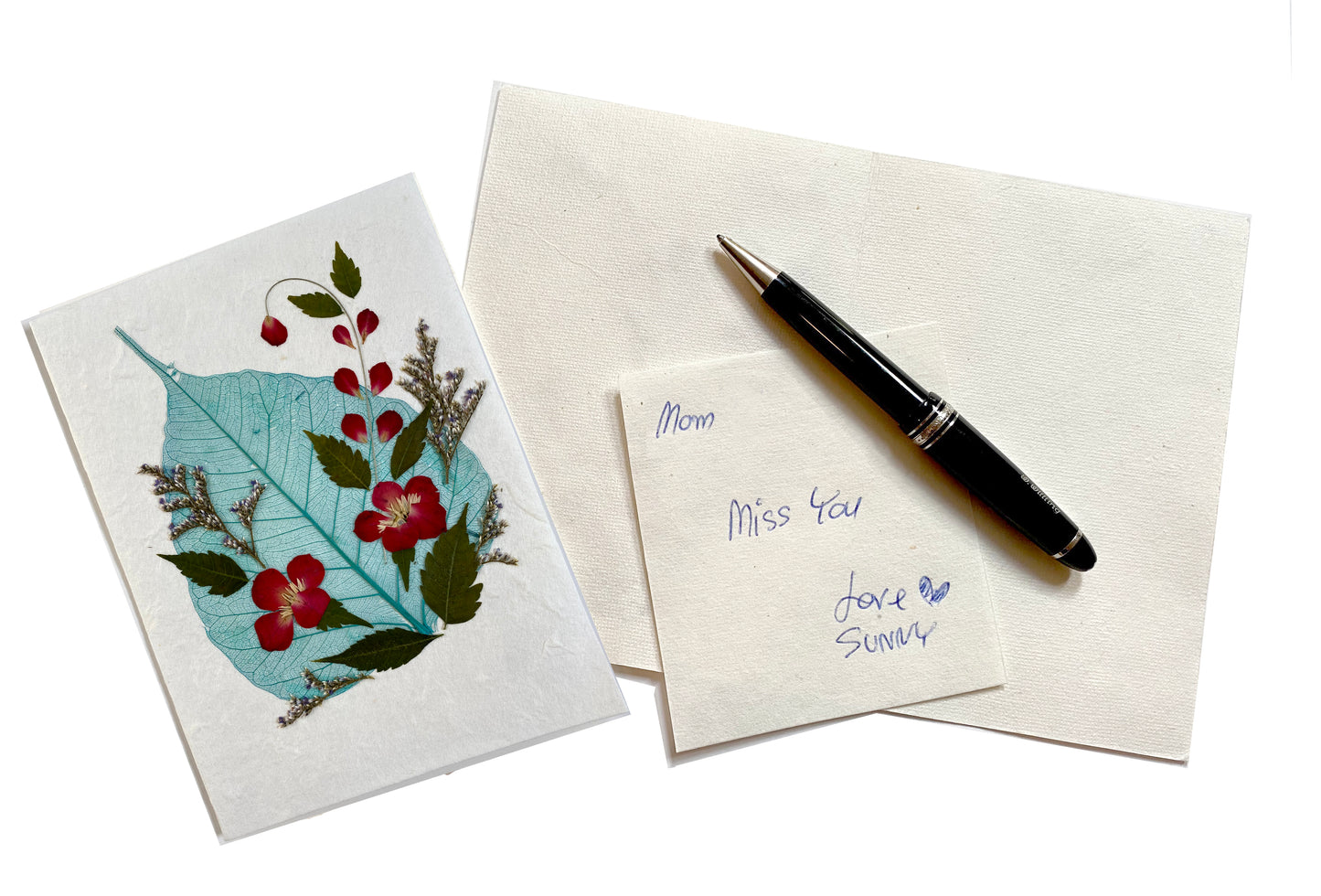 Handmade Mulberry Paper Greeting Card 5x7 Inch Random Pack (3 Bodhi Leaf)