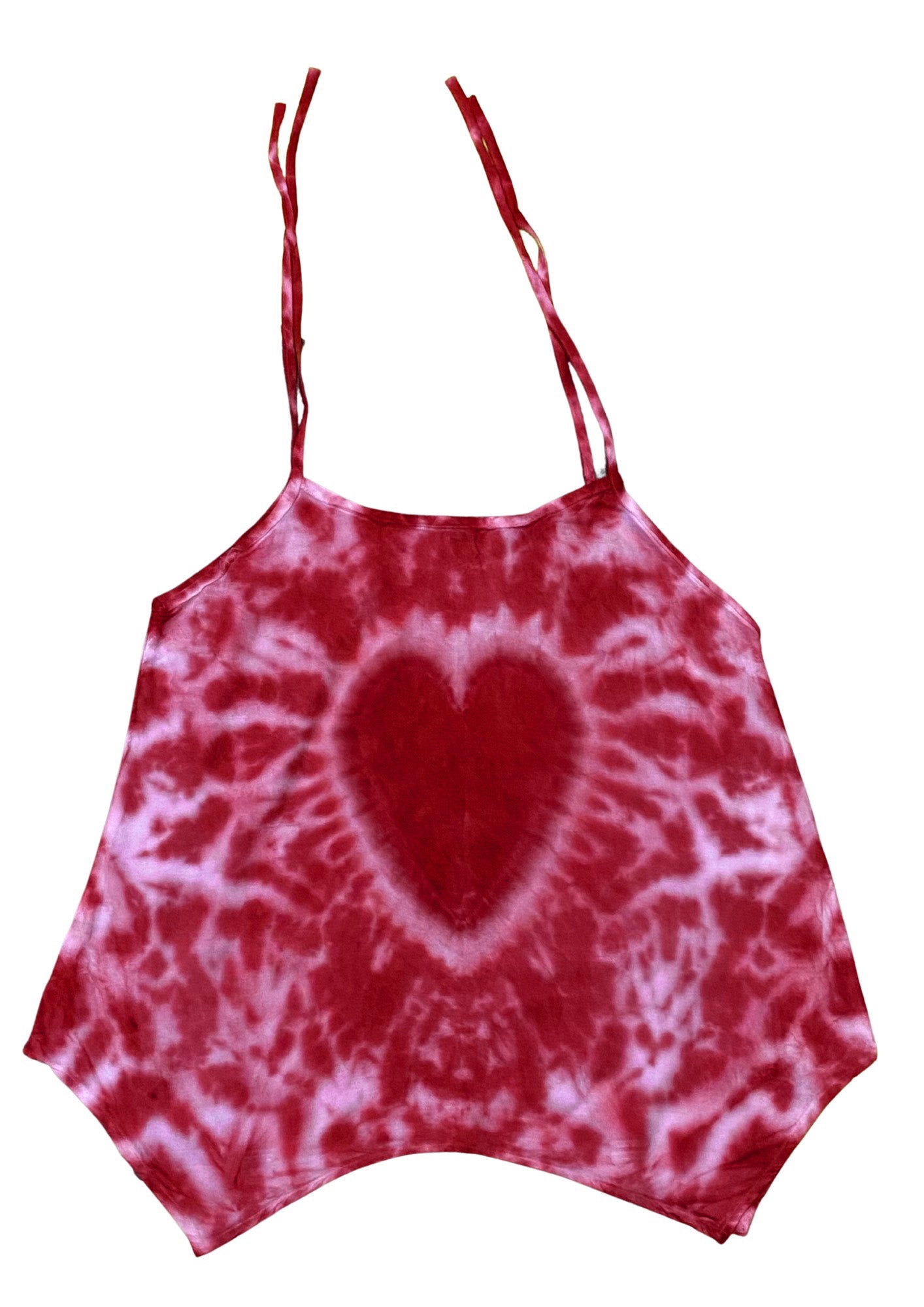 Cami Camisole Teen & Women, One Size Free Size Fit 0 to 8, Handmade Tie Dyed - Maroon RED Heart