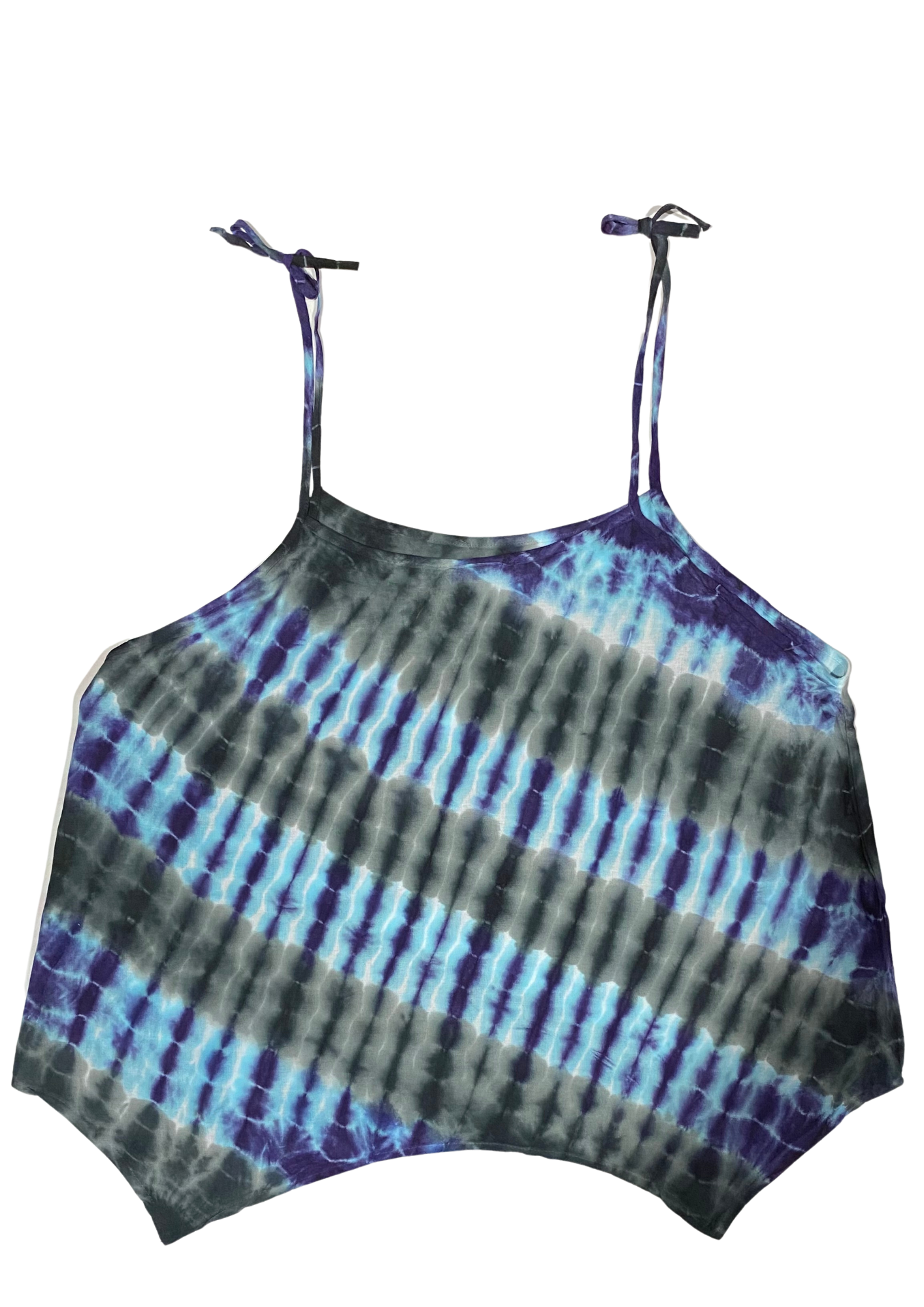 Cami Camisole Teen & Women, One Size Free Size Fit 0 to 8, Handmade Tie Dyed - Purple Wave