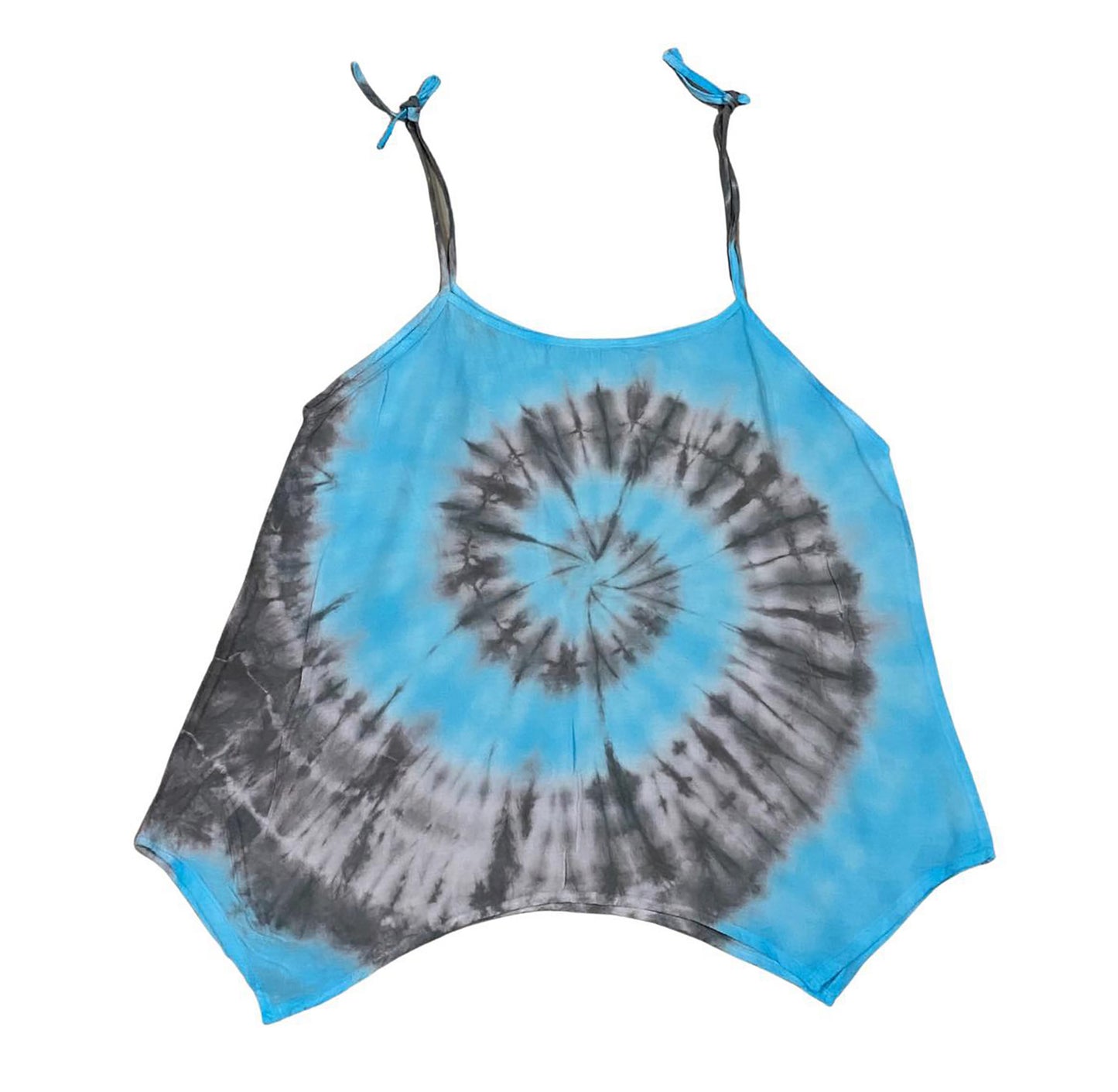 Cami Camisole Teen & Women, One Size Free Size Fit 0 to 8, Handmade Tie Dyed - Blue Seashell
