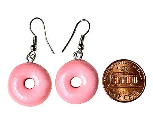 Handmade Doughnut Earrings Food Miniature Donut Earring in RANDOM COLOR Giftbox - Pink