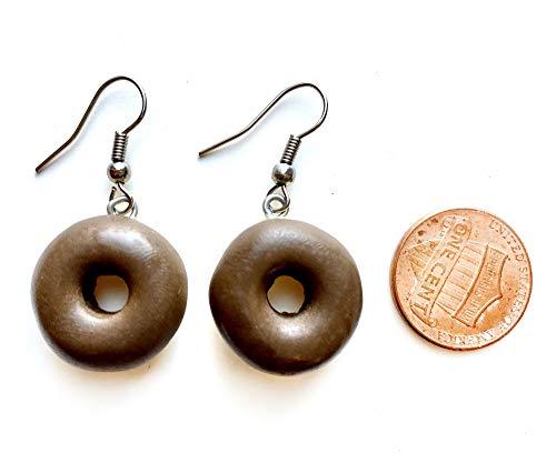 Handmade Doughnut Earrings Food Miniature Donut Earring in RANDOM COLOR Giftbox - Chocolate