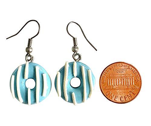 Handmade Doughnut Earrings Food Miniature Donut Earring in RANDOM COLOR Giftbox - Blue Line