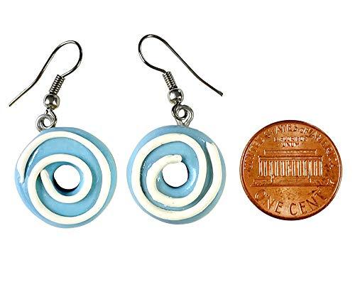 Handmade Doughnut Earrings Food Miniature Donut Earring in RANDOM COLOR Giftbox - Blue Swirl