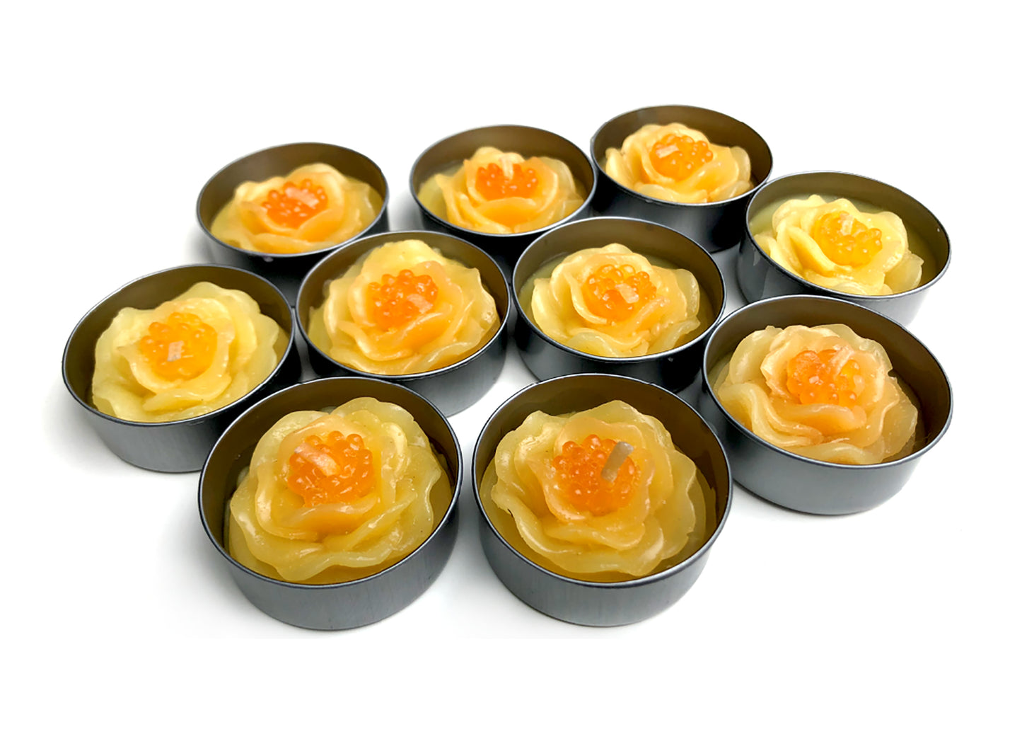 Dahlia Wild Flower Set of 10 Tealight Candles (Yellow)