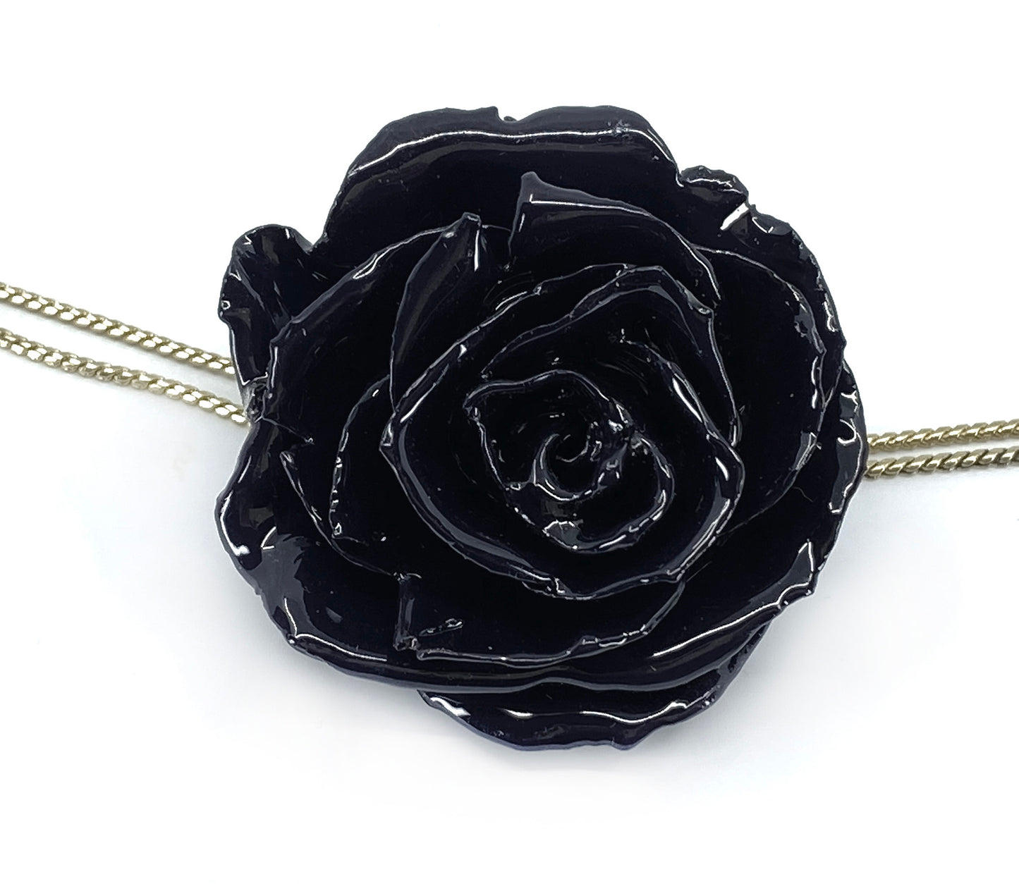 Mini Rose Mini 1.5-2.25 inch Pendant Necklace 18 inch Gold Plated 24K (Black)