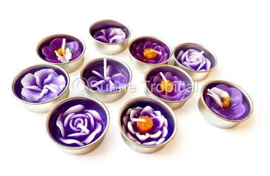 Assort Surprise Pack Flowers Set of 10 Tealight Candles (Purple)