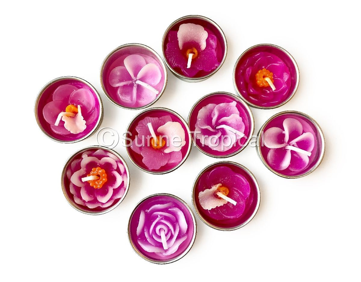 Assort Surprise Pack Flowers Set of 10 Tealight Candles (Pink)