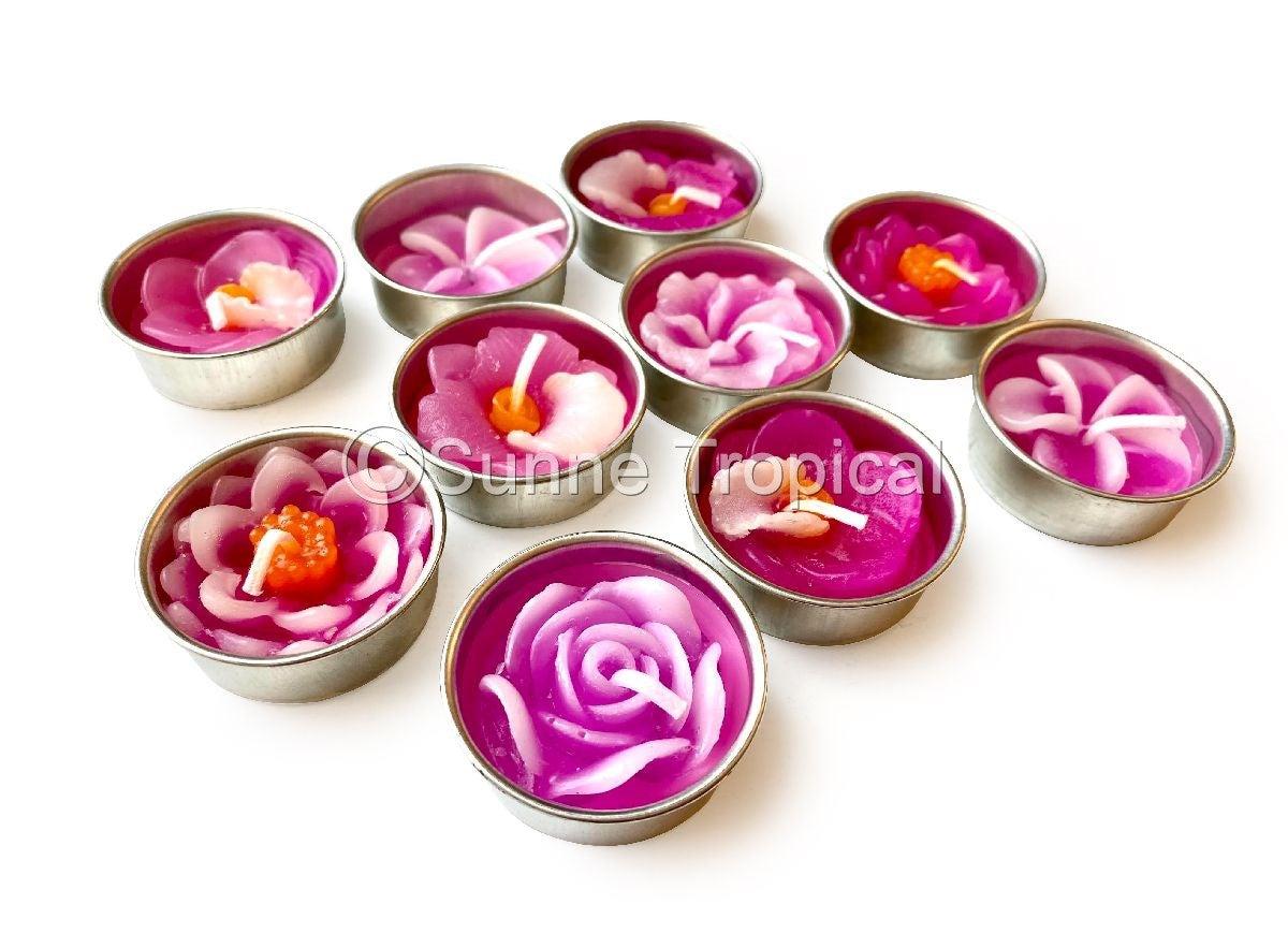 Assort Surprise Pack Flowers Set of 10 Tealight Candles (Pink)