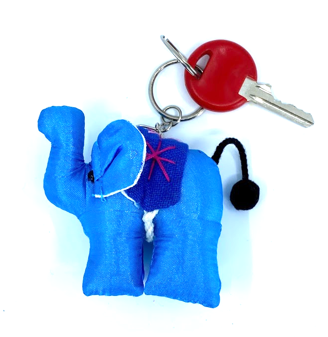 Silk Elephant Upcycle Fabric Handmade Keychain Key Rings Bag Accessories Handmade Gift (Random Pack 4)