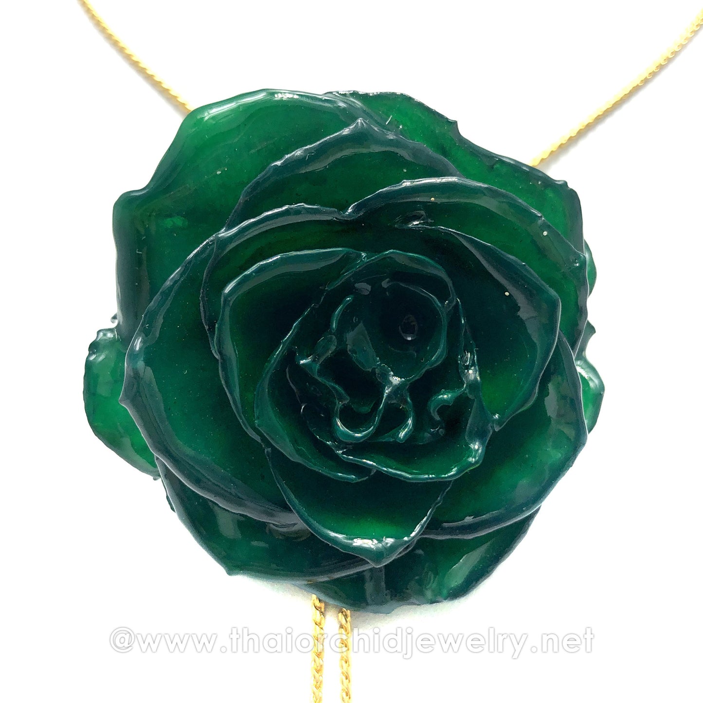 Mini Rose Mini 1.5-2.25 inch Pendant Necklace 18 inch Gold Plated 24K (Green)