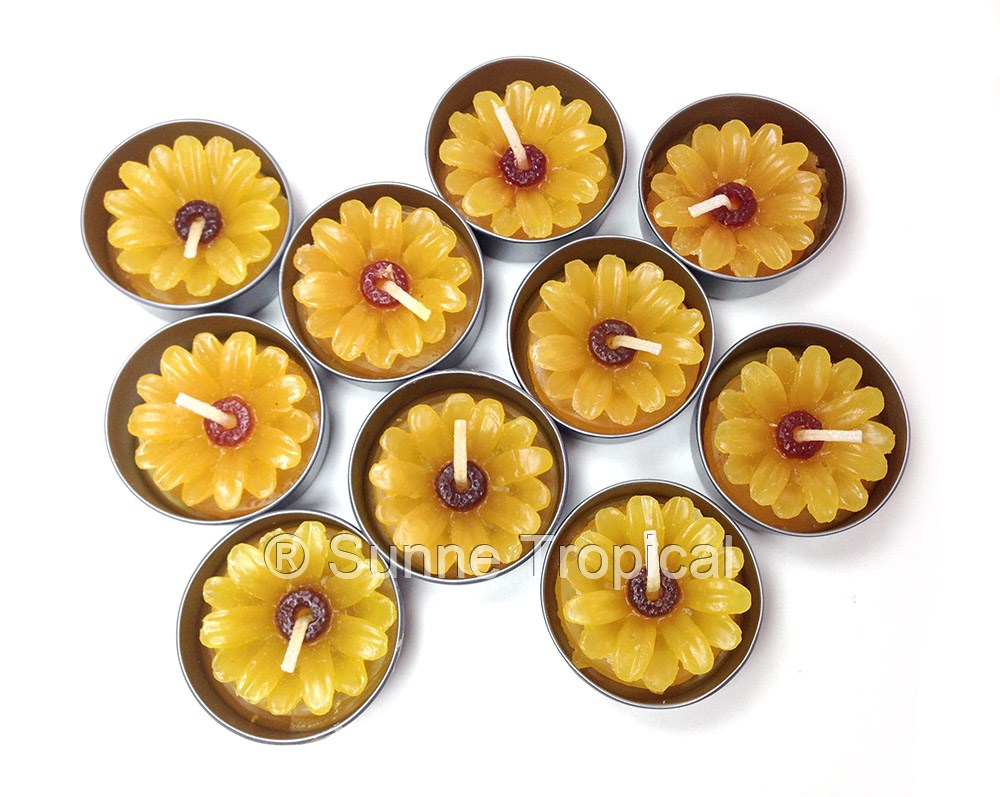 Daisy Flower Set of 10 Tealight Candles (Yellow)