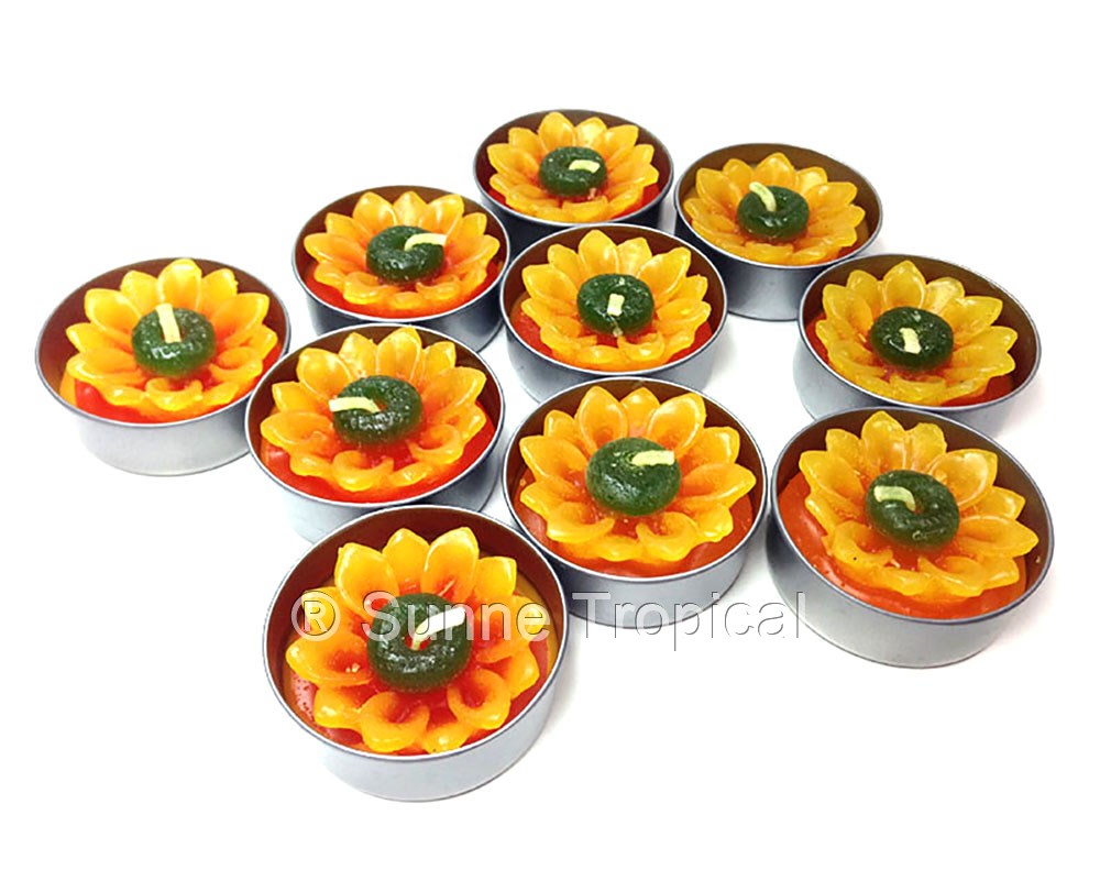 Sunflower Set of 10 Tealight Candles (Yellow)