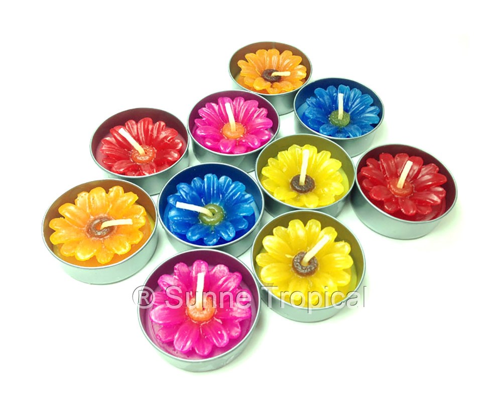 Daisy Mum Flower Set of 10 Tealight Candles (Multi-Color)