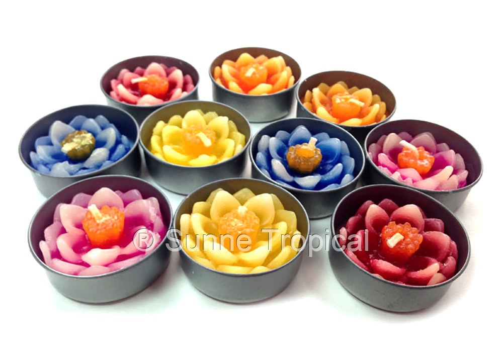 Lotus 2Tone Flower Set of 10 Tealight Candles (Multi-Color)