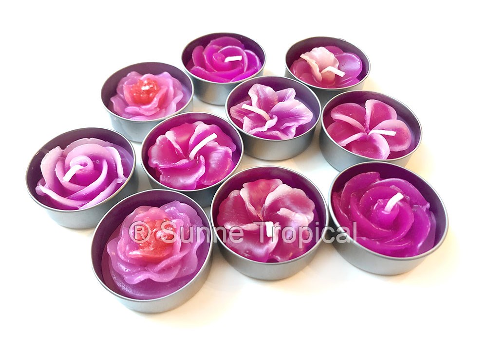 Assort Surprise Pack Flowers Set of 10 Tealight Candles (Pink)