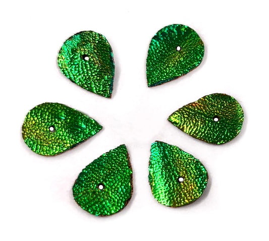 Jewel Beetle Wings DRILLED with HOLE 100 Pcs Natural Wings - Raindrop 1 x 0.5 CM