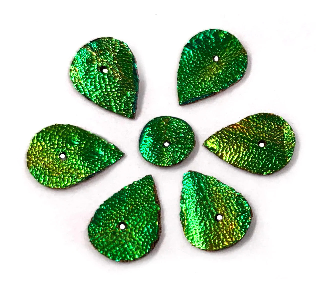 Jewel Beetle Wings DRILLED with HOLE 100 Pcs Natural Wings - Raindrop 1 x 0.5 CM