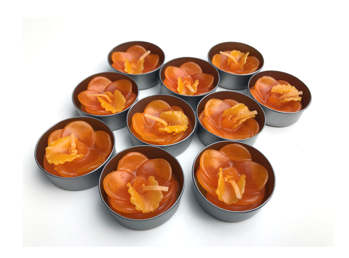 Orchid Vanda Flower Set of 10 Tealight Candles (Orange)