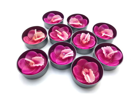 Orchid Vanda Flower Set of 10 Tealight Candles (Pink)